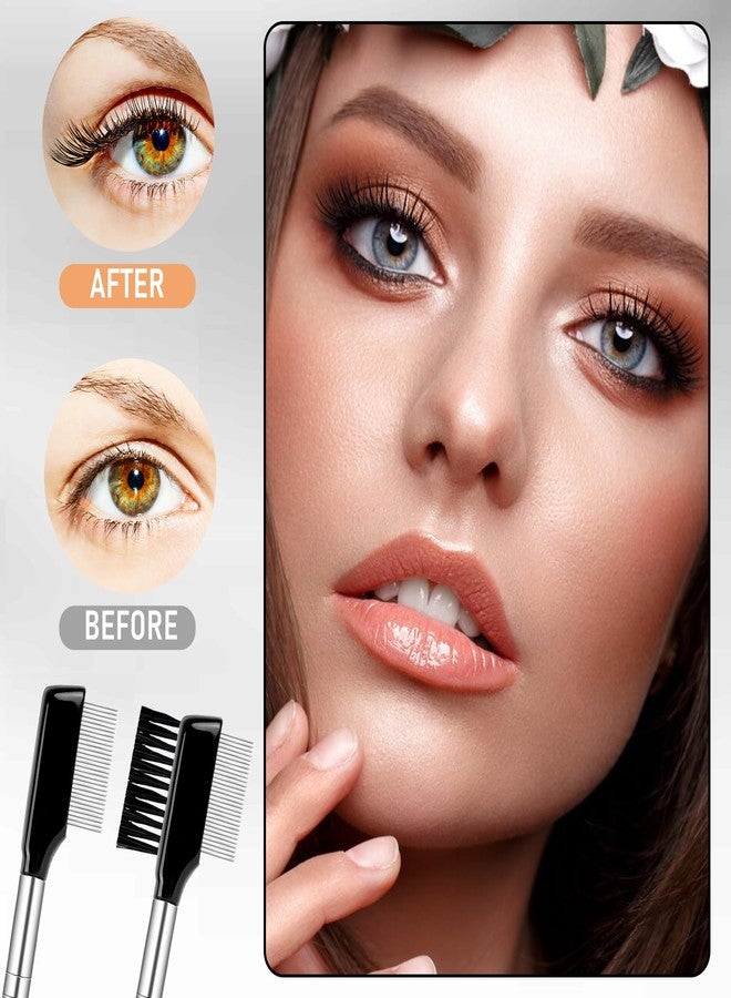 Styquenzer عبوتان من أمشاط الرموش المعدنية، فرشاة مشط الحواجب، أداة فصل الرموش، فرشاة الحواجب والرموش، أدوات مكياج لتطويل الرموش، ماسكارا، فرش مكياج معدنية لفصل الرموش للنساء - Image 3